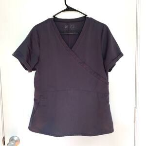 FIGS Gray Peplum Scrub Top